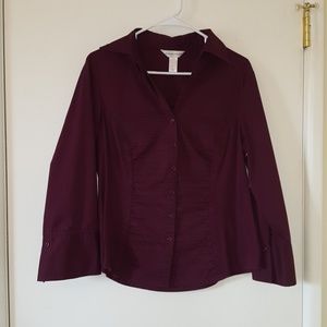 Christopher & Banks Maroon Button-down top